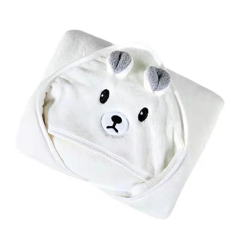 Peignoir bébé à capuche blanc