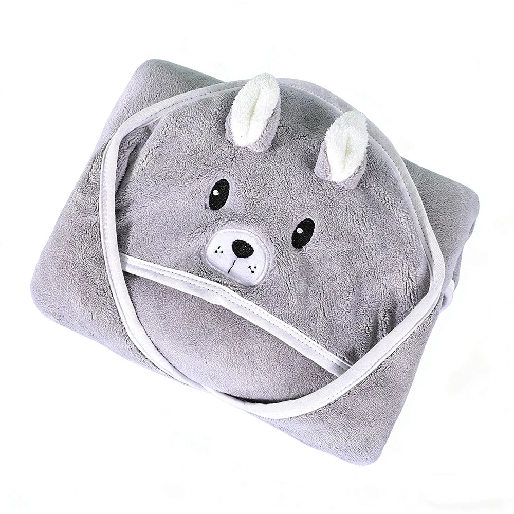 Peignoir bébé à capuche gris