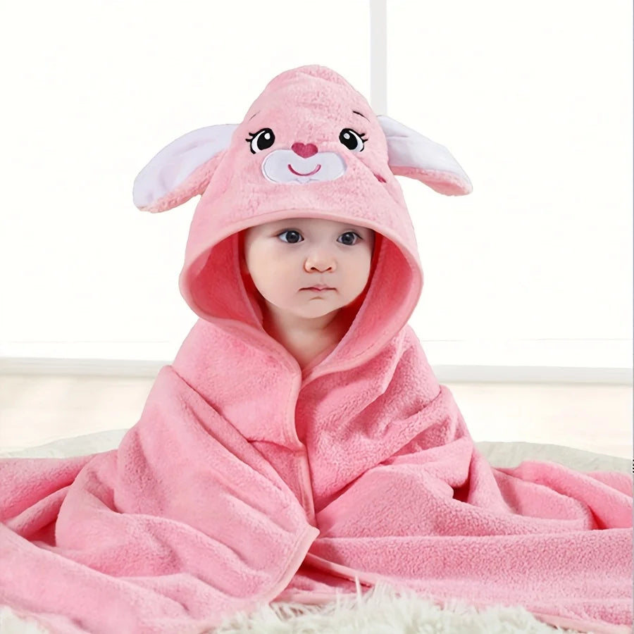 Peignoir bébé chaud rose lapin