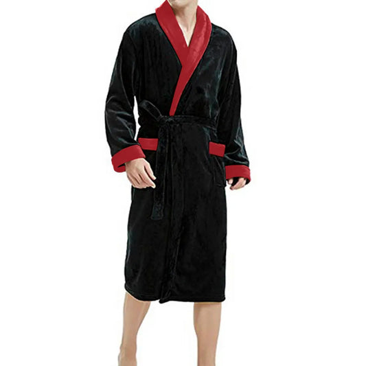 Peignoir bain homme col rouge