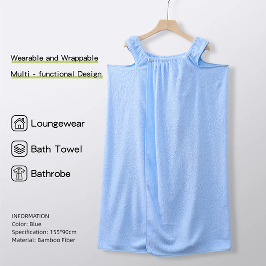 Peignoir bambou bleu