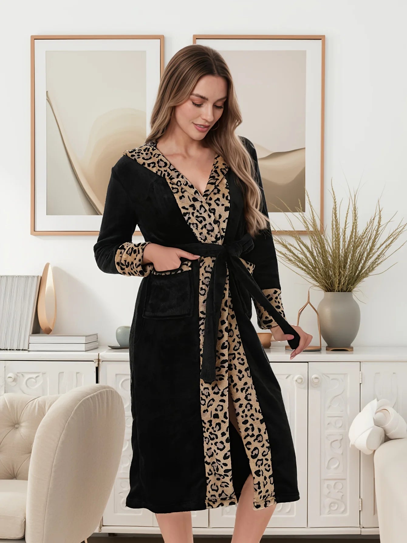 Peignoir femme doux noir