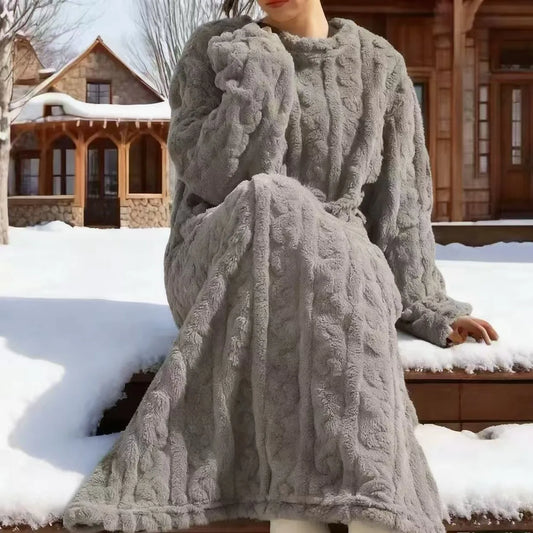 Peignoir femme hiver gris
