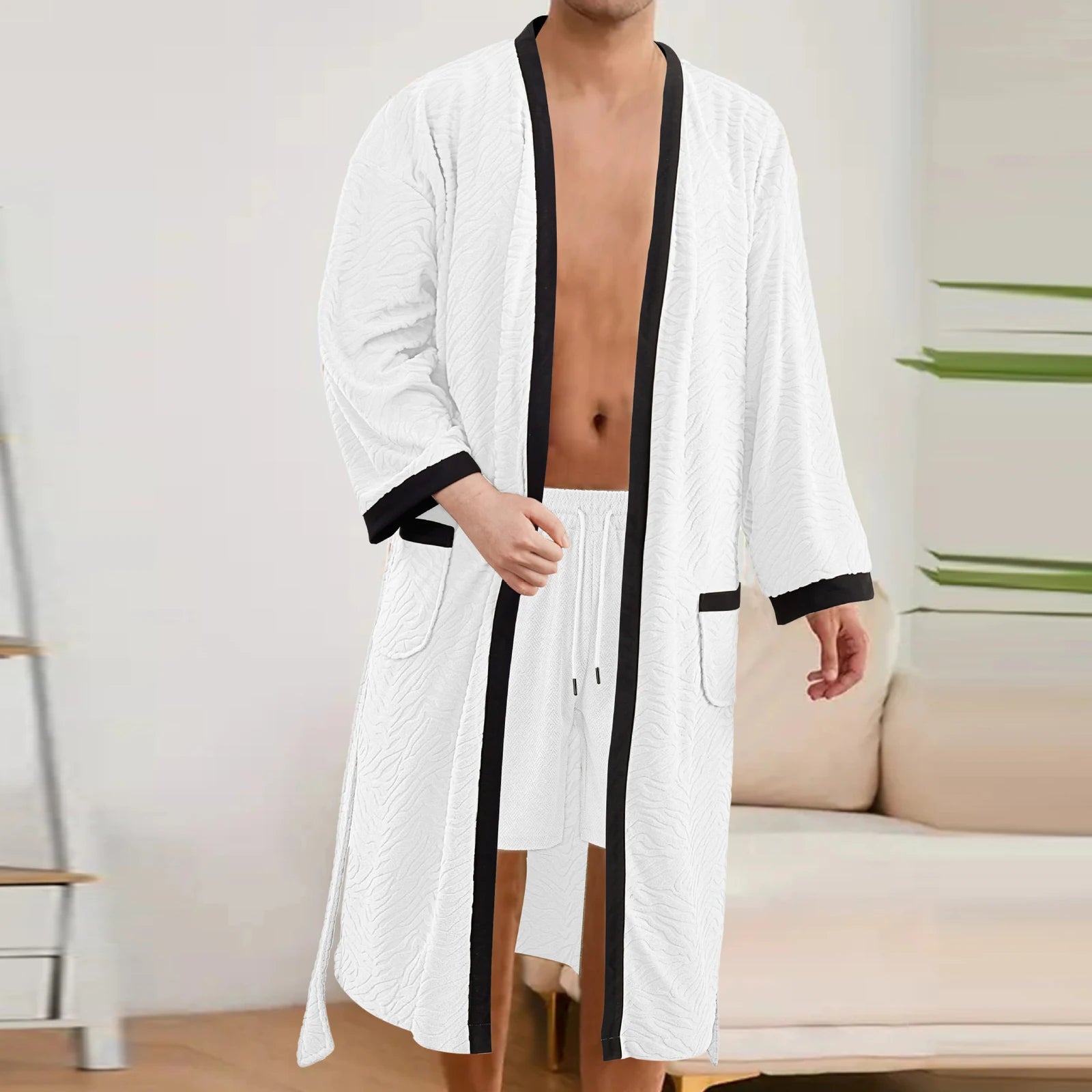 Peignoir homme doux blanc