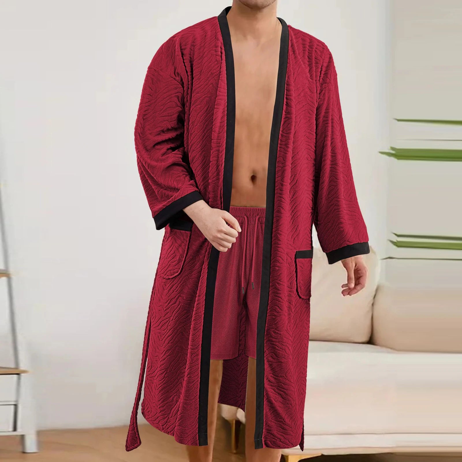 Peignoir homme doux rouge
