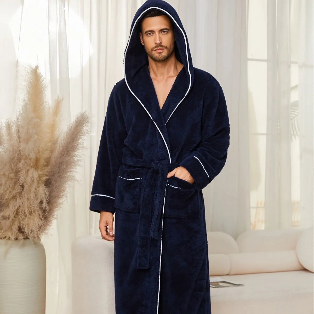 Peignoir homme hiver bleu
