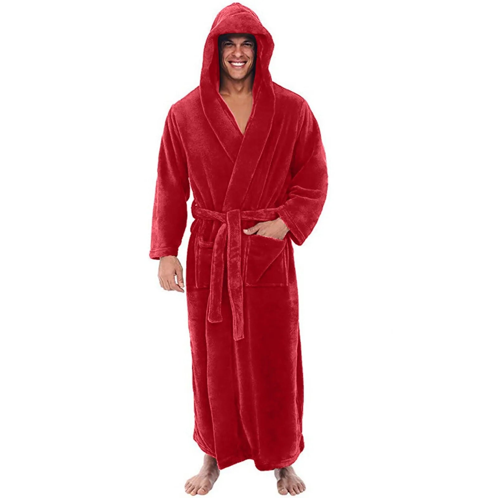 Peignoir homme long rouge