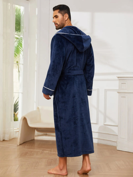 Peignoir homme polaire bleu