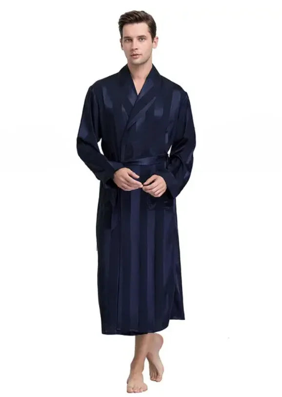 Peignoir homme satin marine