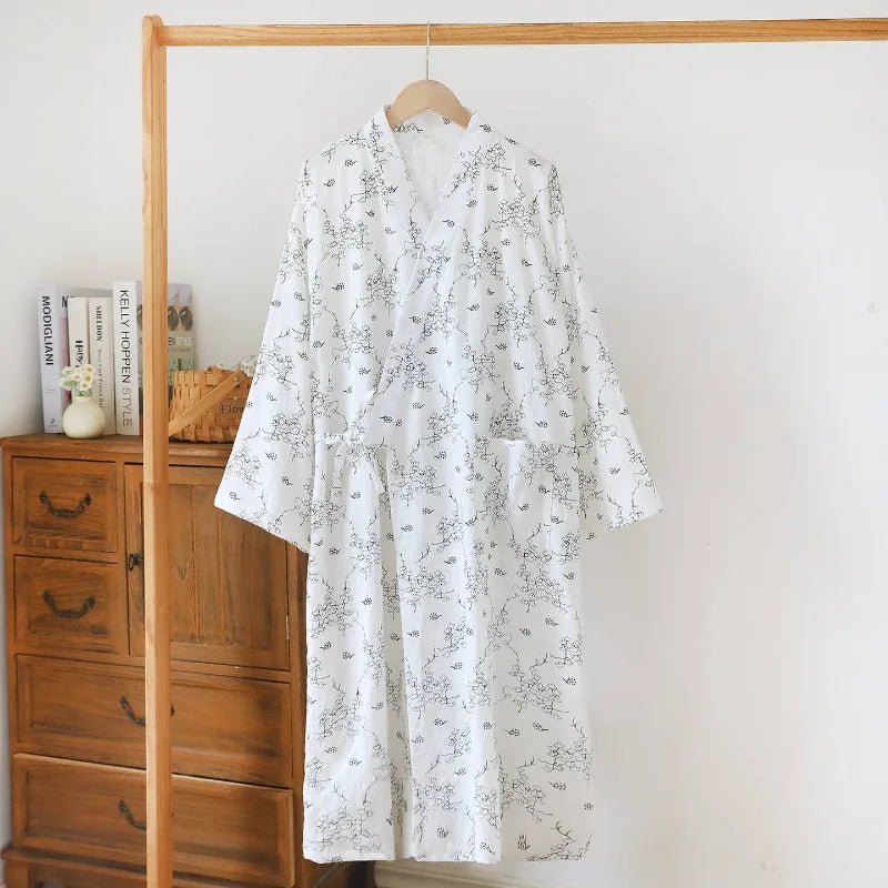 Peignoir kimono coton blanc