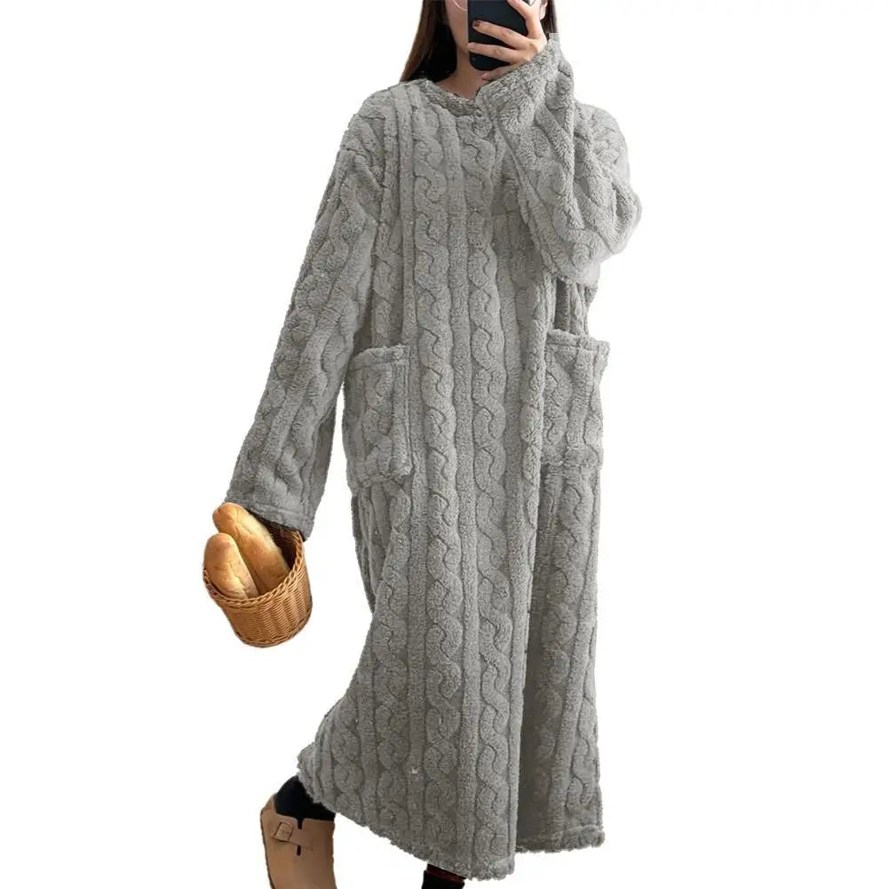 Peignoir long femme gris