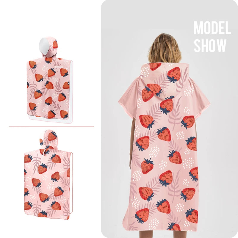 Peignoir natation femme fraise