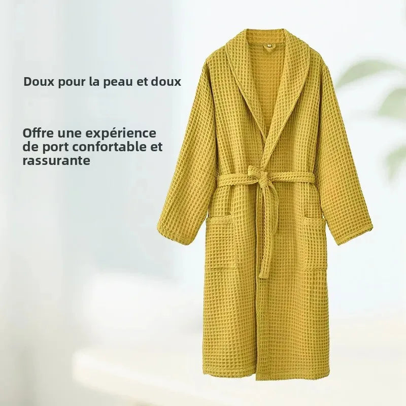 Peignoir nid d'abeille jaune