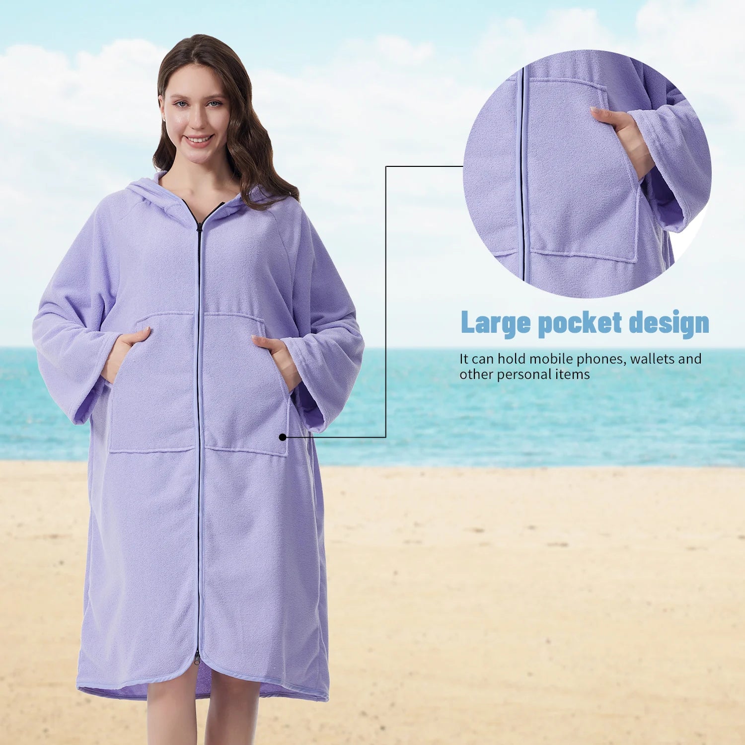 Peignoir surf mauve